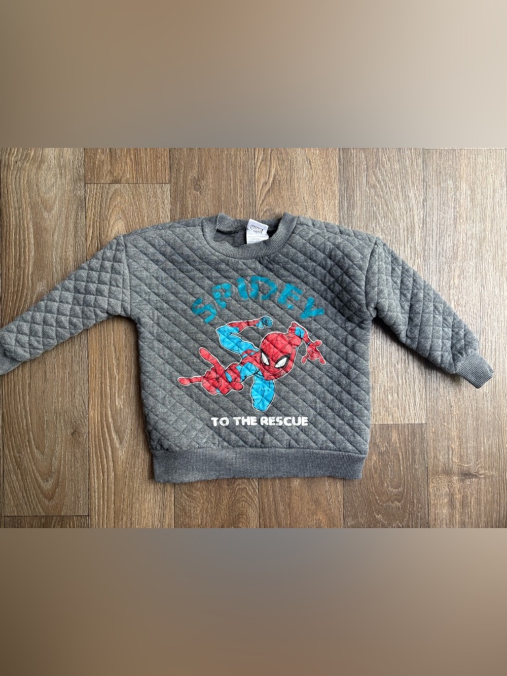 Marvel Gray Kids Spider-Man Quilted Sweatshirt with Red and Blue Graphic